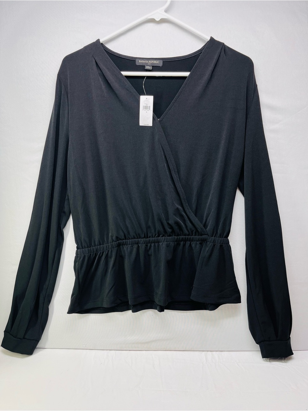Banana Republic Black Wrap Peplum Blouse